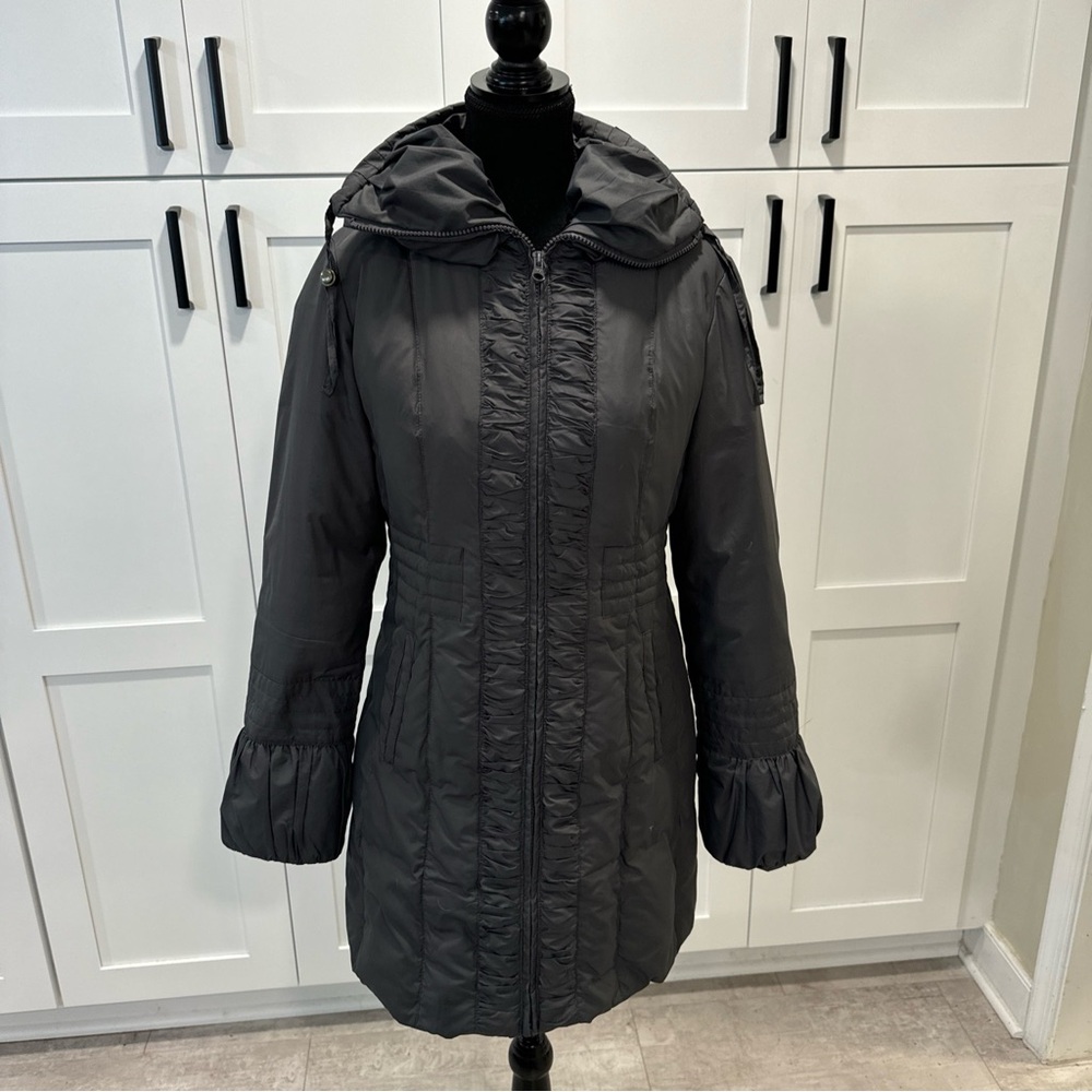 Womens Green With Envy Enlightened Outerwear Coat Jacket Gray Medium Collar Zip